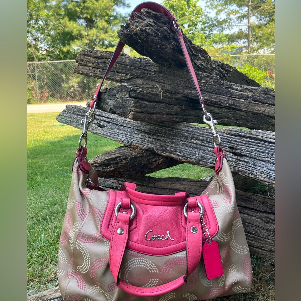 Coach Ashley Dot Art Signature Sateen Purse